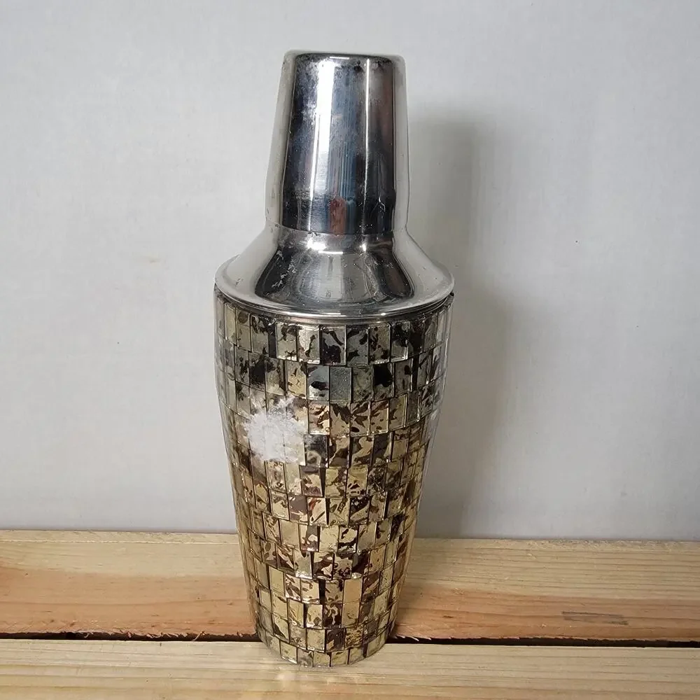 Mosaic Glass and Stainless Steel Cocktail Shaker